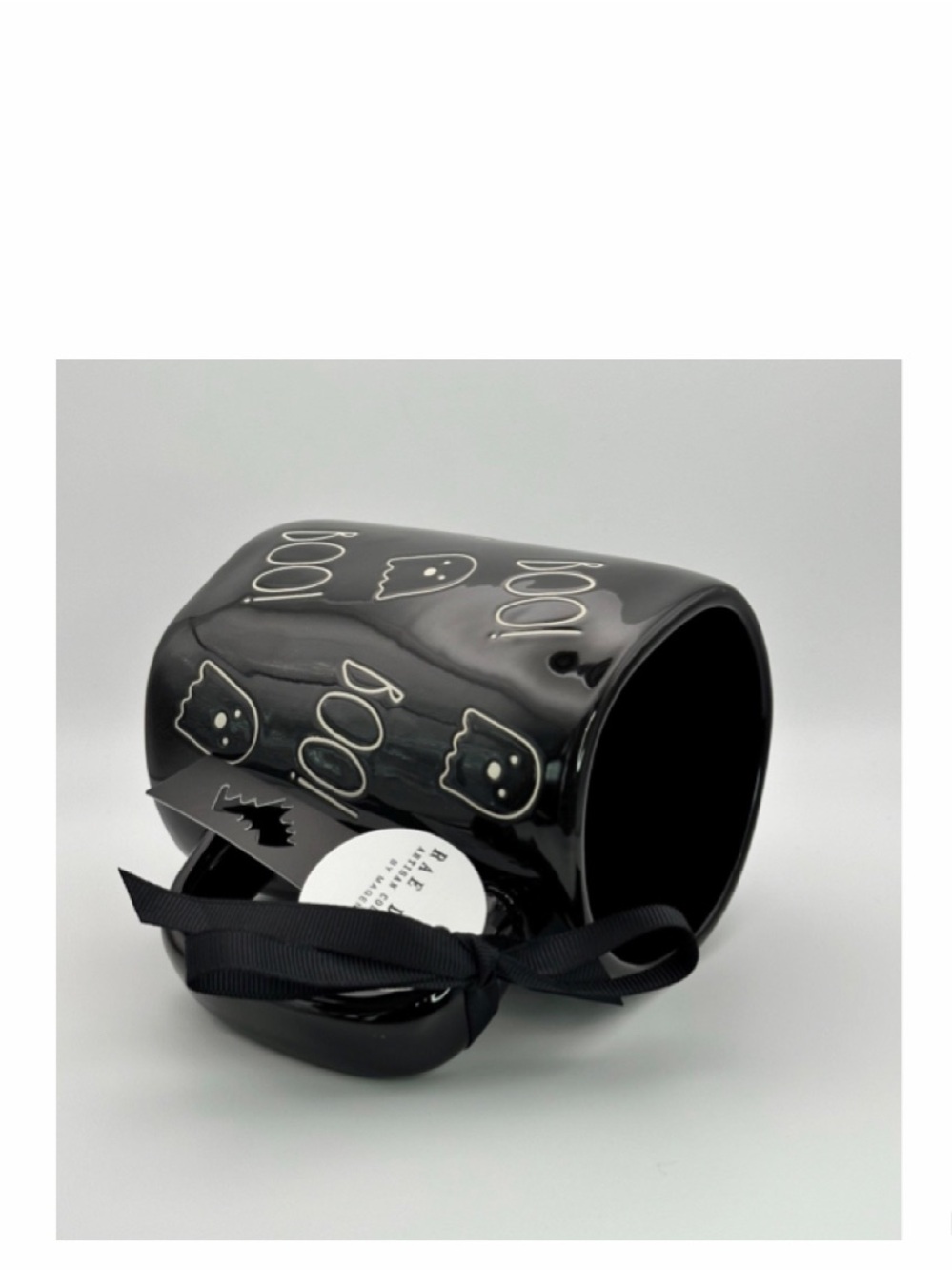 NEW Rae Dunn Black Halloween Boo Mug Ghost Print 👻 - Picture 3 of 3